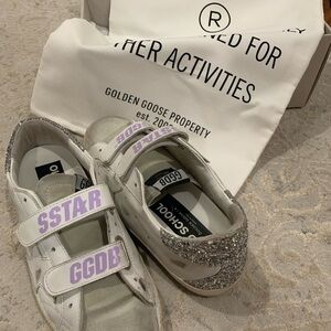 Golden Goose Old School low top with silver glitter back